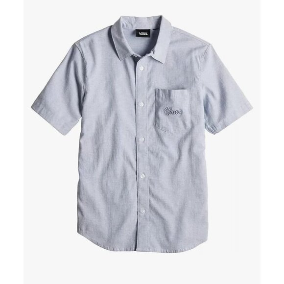 VANS Button Down Shirt Men's Small Gray Short Sleeve Casual Shirt - Picture 1 of 5